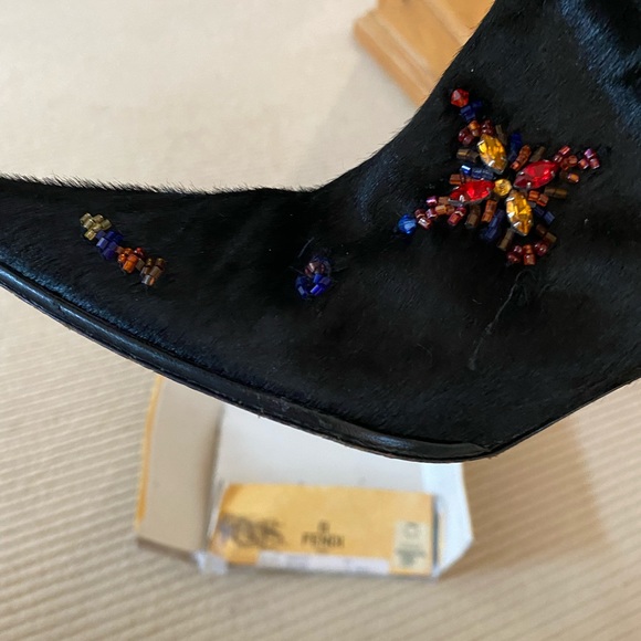 FENDI black pony boots with incredible beading - Picture 11 of 12